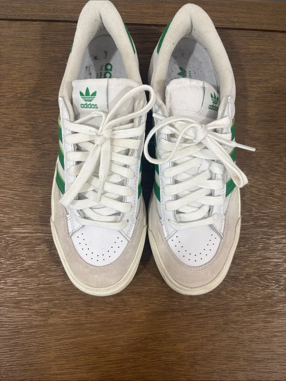 adidas Kids White & Green Court-Style Sneakers